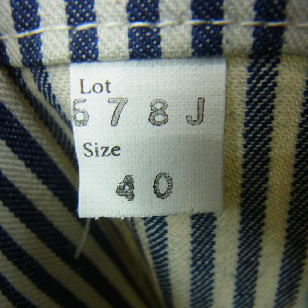 AT LAST アットラスト Lot 578J ショールカラー ヒッコリー ストライプ カバーオール ジャケット ネイビー系 オフホワイト系 40【中古】