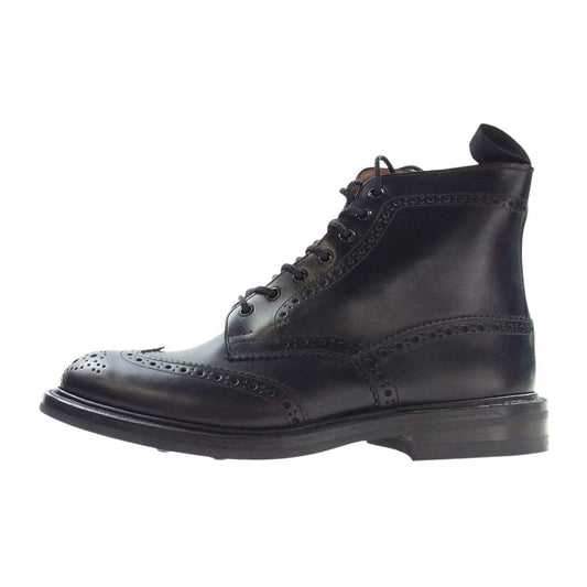 Tricker's トリッカーズ M2508 MALTON モールトン ウィングチップ ダイナイトソール 7アイレット カントリー ブローグ ブーツ ブラック系 9.5【極上美品】【中古】
