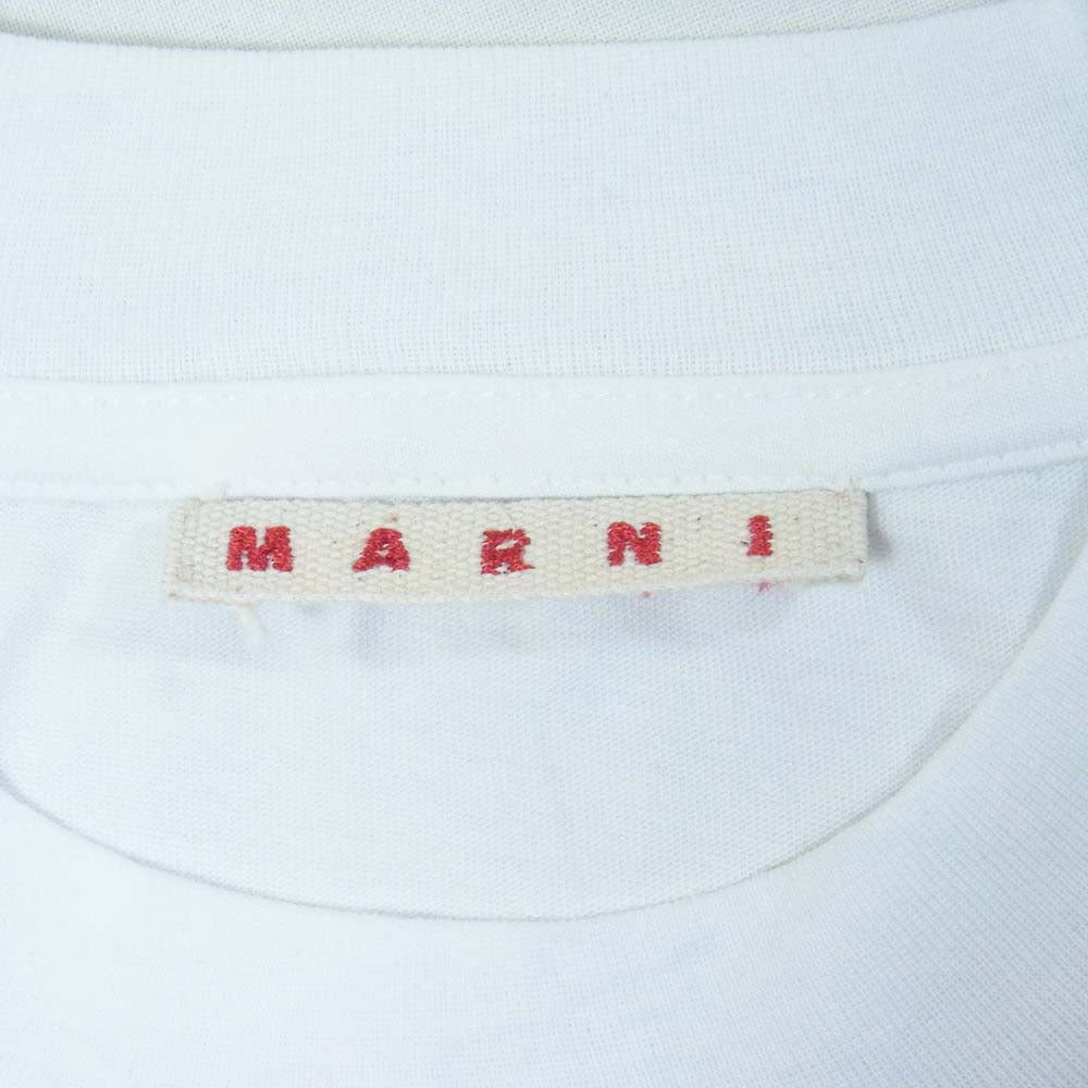 マルニ バイカラー　半袖　tシャツ 切り替え　ロゴ刺繍　メンズ　ホワイト　白