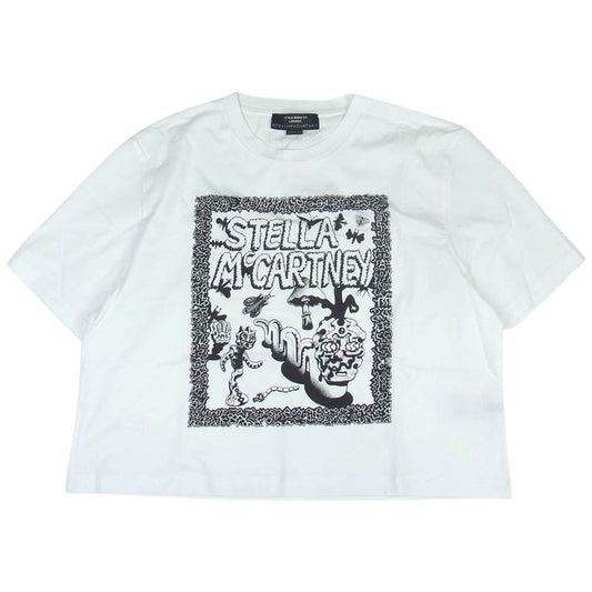Stella McCartney ステラマッカートニー フレーム デザイン イラスト ロゴ プリント 半袖 Tシャツ ホワイト ホワイト系 M【美品】【中古】