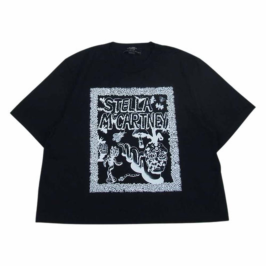 Stella McCartney ステラマッカートニー フレーム デザイン イラスト ロゴ プリント 半袖 Tシャツ ブラック ブラック系 M【美品】【中古】
