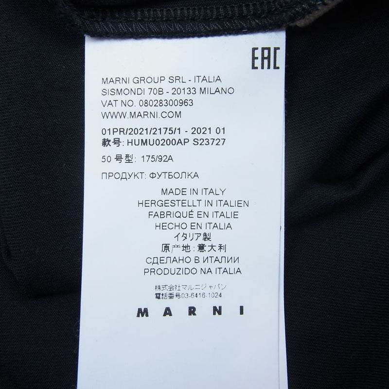 MARNI マルニ HUMU0200AP S23727 国内正規品 ロゴ 半袖 Tシャツ ブラック ブラック系 50【美品】【中古】