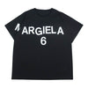 MAISON MARGIELA メゾンマルジェラ S52NC0280 S47294 国内正規品 MM6 エムエムシックス オーバーサイズ シャツ生地 ロゴプリント クルーネック 半袖 Tシャツ ブラック ブラック系 36【美品】【中古】