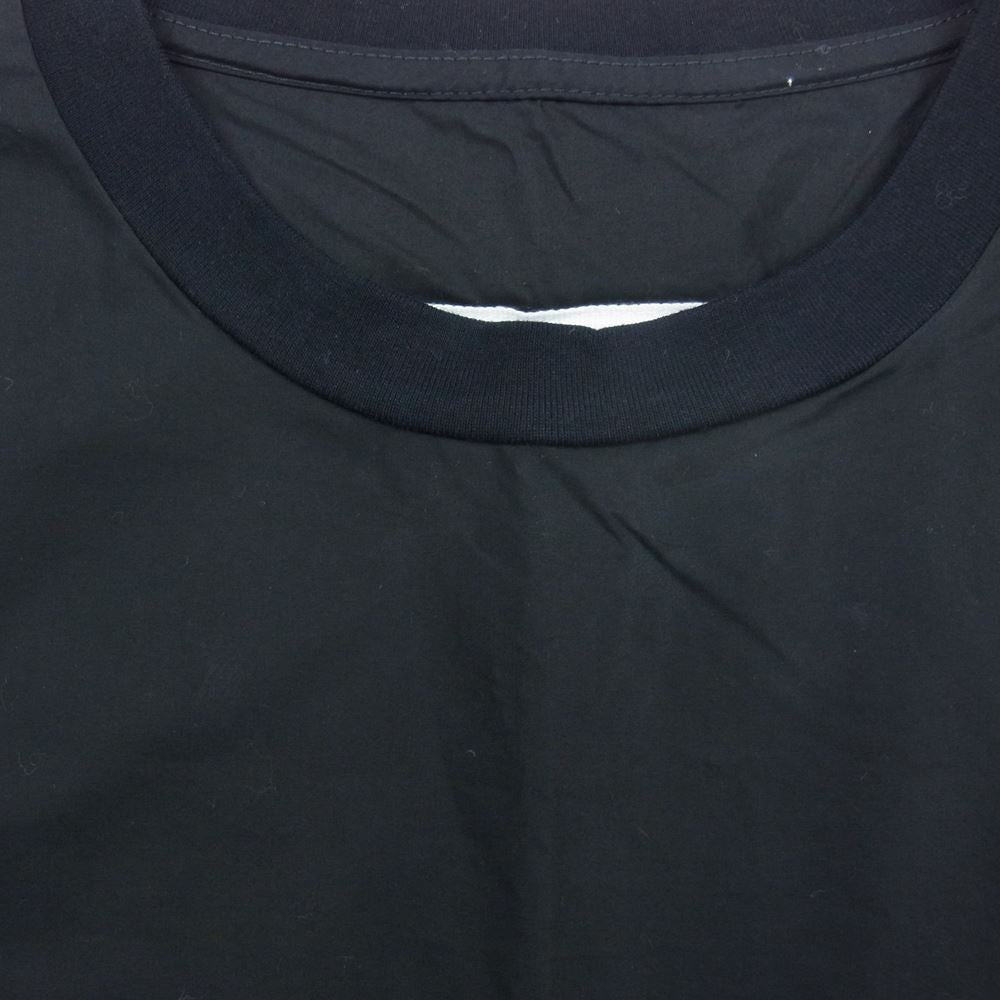 MAISON MARGIELA メゾンマルジェラ S52NC0280 S47294 国内正規品 MM6 エムエムシックス オーバーサイズ シャツ生地 ロゴプリント クルーネック 半袖 Tシャツ ブラック ブラック系 36【美品】【中古】