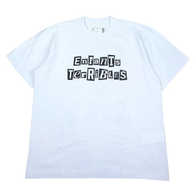 Sacai サカイ 21AW 21-0249S Enfants Terribles Print T-Shirt ロゴ プリントTシャツ ホワイト ホワイト系 3【美品】【中古】