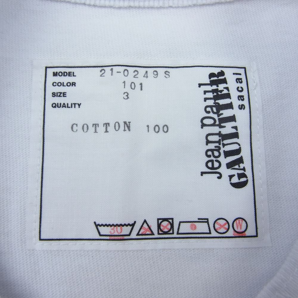 Sacai サカイ 21AW 21-0249S Enfants Terribles Print T-Shirt ロゴ プリントTシャツ ホワイト ホワイト系 3【美品】【中古】
