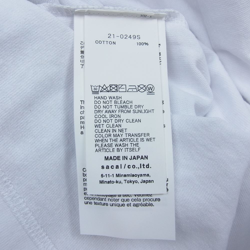 Sacai サカイ 21AW 21-0249S Enfants Terribles Print T-Shirt ロゴ プリントTシャツ ホワイト ホワイト系 3【美品】【中古】