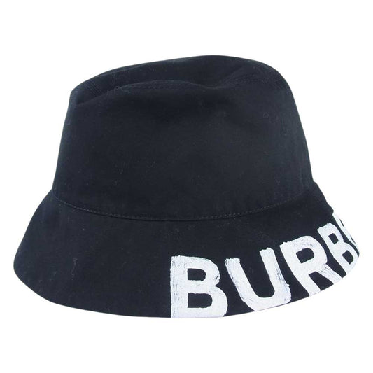BURBERRY バーバリー 8037597 リバーシブル ロゴ コットンギャバジン ノバチェック バケット ハット ブラック系 M【美品】【中古】