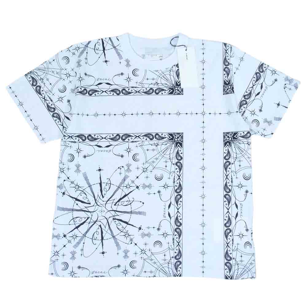 Sacai サカイ 20AW 20-02343M × Dr.Woo ドクターウー Bandana Print T-Shirt バンダナ プリント 半袖 Tシャツ ホワイト系 2【美品】【中古】