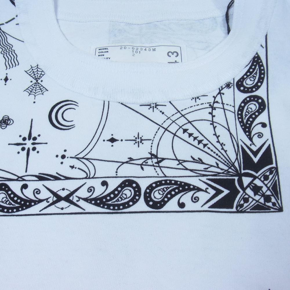Sacai サカイ 20AW 20-02343M × Dr.Woo ドクターウー Bandana Print T-Shirt バンダナ プリント 半袖 Tシャツ ホワイト系 2【美品】【中古】