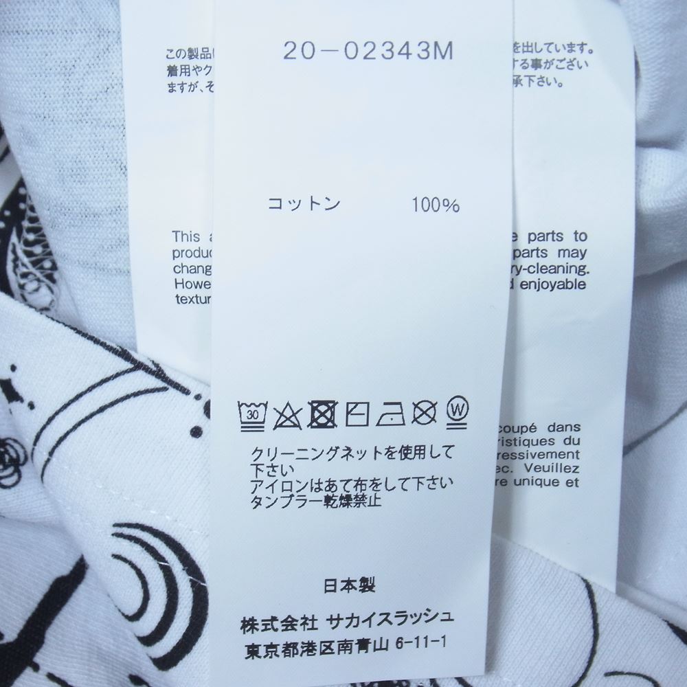 Sacai サカイ 20AW 20-02343M × Dr.Woo ドクターウー Bandana Print T-Shirt バンダナ プリント 半袖  Tシャツ ホワイト系 2【美品】【中古】