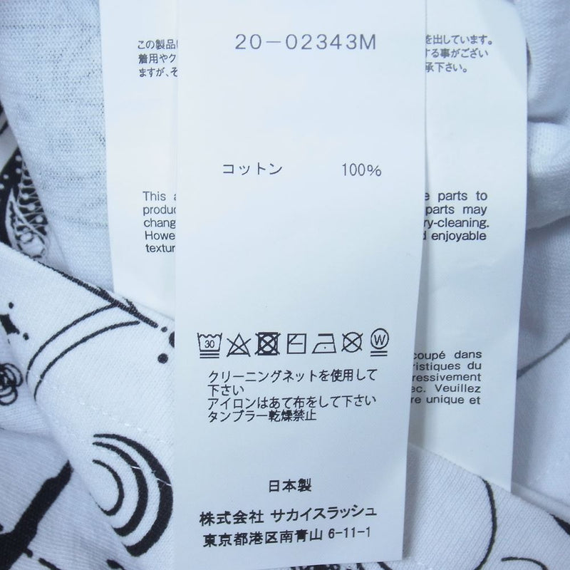 Sacai サカイ 20AW 20-02343M × Dr.Woo ドクターウー Bandana Print T-Shirt バンダナ プリント 半袖 Tシャツ ホワイト系 2【美品】【中古】