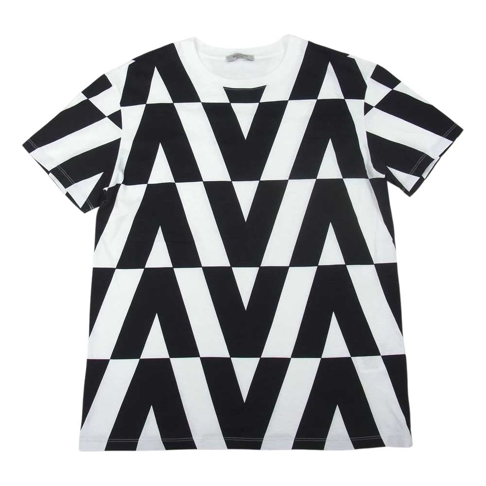 VALENTINO ヴァレンティノ WV0MG10V7WV Optical Logo Tee 総柄 オプティカル 半袖 Tシャツ ホワイト系 M【美品】【中古】
