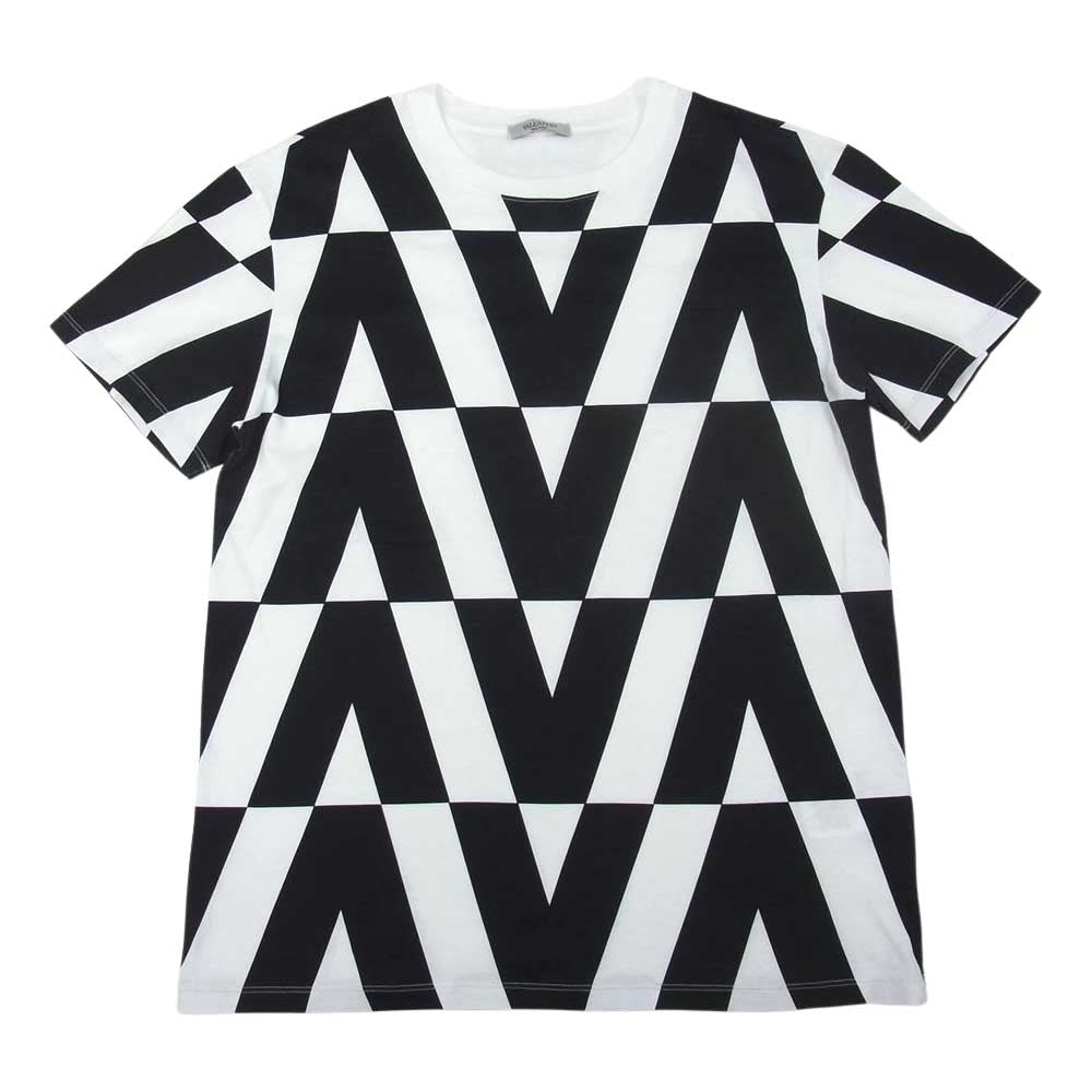 VALENTINO ヴァレンティノ WV0MG10V7WV Optical Logo Tee 総柄 オプティカル 半袖 Tシャツ ホワイト系  M【美品】【中古】