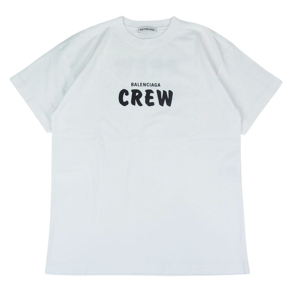 BALENCIAGA バレンシアガ 20SS 612965 TIV24 9040 BALENCIAGA CREW プリント 半袖 Tシャツ ホワイト ホワイト系 XS【美品】【中古】
