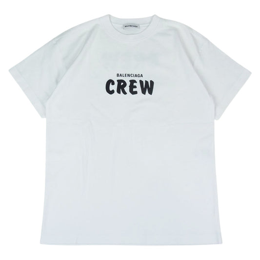 BALENCIAGA バレンシアガ 20SS 612965 TIV24 9040 BALENCIAGA CREW プリント 半袖 Tシャツ ホワイト ホワイト系 XS【美品】【中古】