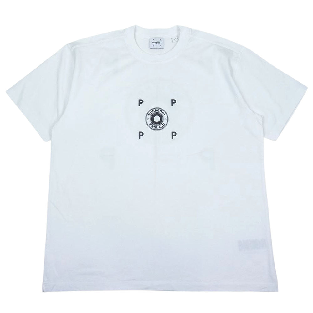 BURBERRY バーバリー 8059099 × POP TRADING COMPANY ポップトレーディングカンパニー ロゴ プリント Tシャツ ホワイト ホワイト系 XS【美品】【中古】