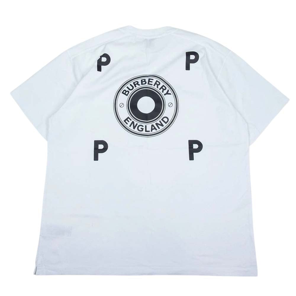 BURBERRY バーバリー 8059099 × POP TRADING COMPANY ポップトレーディングカンパニー ロゴ プリント Tシャツ ホワイト ホワイト系 XS【美品】【中古】