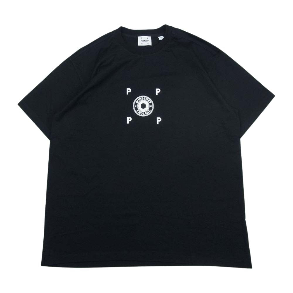 BURBERRY バーバリー 8057718 × POP TRADING COMPANY ポップトレーディングカンパニー ロゴ プリント Tシャツ ブラック ブラック系 XS【美品】【中古】