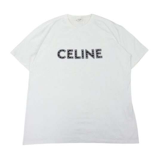 CELINE セリーヌ 2X687801F スタッズ ロゴ プリント 半袖 Tシャツ ホワイト系 L【中古】