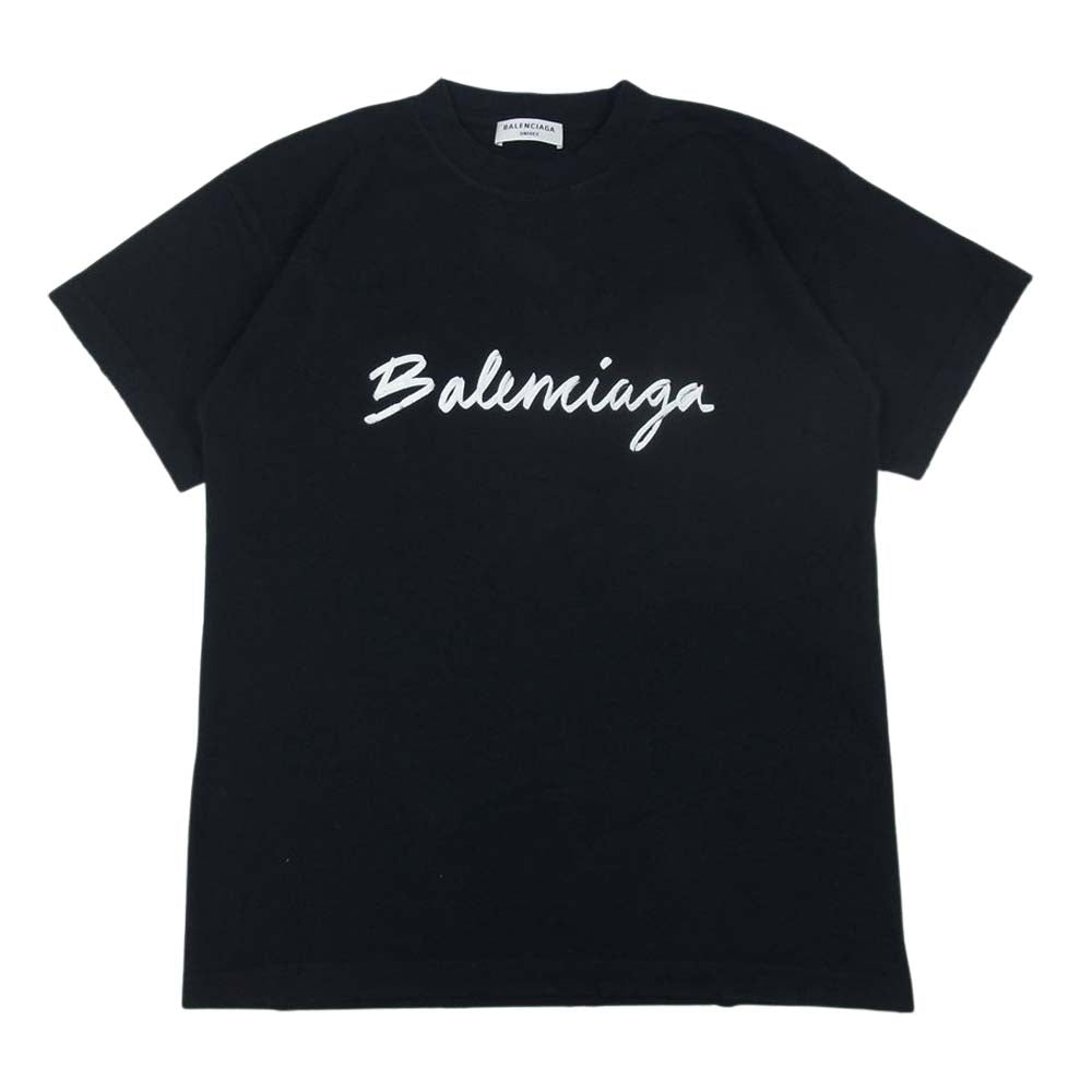 BALENCIAGA バレンシアガ 22AW 612965 TMVB4 1070 シグネチャー ロゴ プリント 半袖 Tシャツ ブラック ブラック系 XXS【美品】【中古】