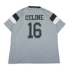 CELINE セリーヌ 2X601501F メッシュ 切替 フットボール ロゴ プリント 半袖 Tシャツ グレー系 L【美品】【中古】