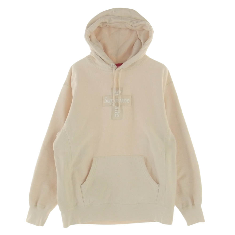 Supreme シュプリーム Cross Box Logo Hooded Sweatshirt クロス ボックス ロゴ プルオーバー フーデッド パーカー オフホワイト系 M【中古】