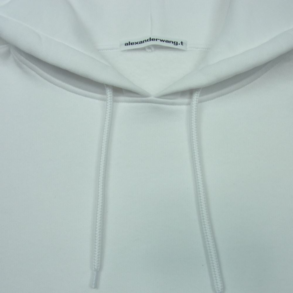 Alexander Wang アレキサンダーワン 袖ロゴプリント ショート プルオーバ― パーカー ポルトガル製 ホワイト系 S【中古】