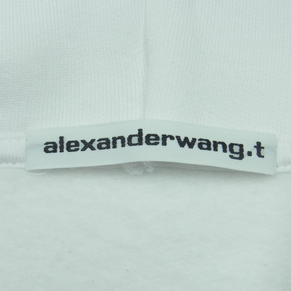 Alexander Wang アレキサンダーワン 袖ロゴプリント ショート プルオーバ― パーカー ポルトガル製 ホワイト系 S【中古】