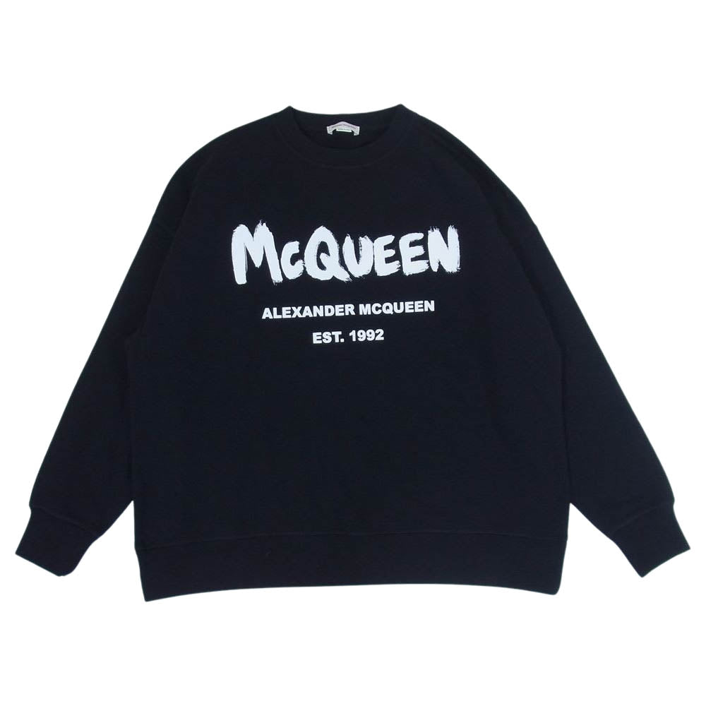 Alexander McQueen アレキサンダーマックイーン 659975 ケリングジャパンタグ GRAFFITI Sweatshirt グラフィティー ロゴ プリント スウェット トレーナー ブラック系 40【美品】【中古】