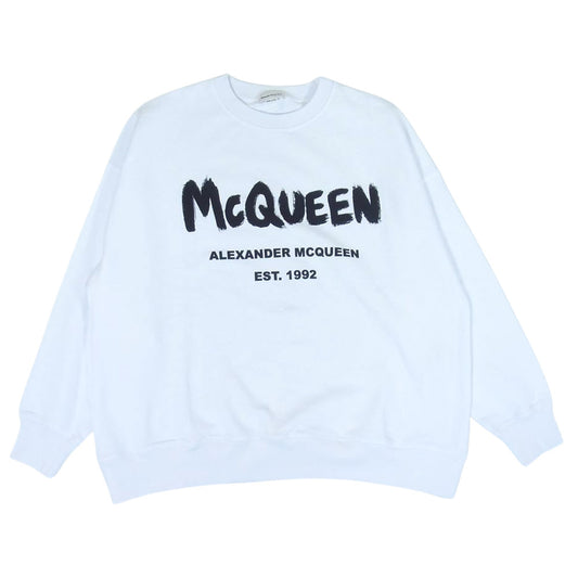 Alexander McQueen アレキサンダーマックイーン 659975 ケリングジャパンタグ GRAFFITI Sweatshirt グラフィティー ロゴ プリント スウェット トレーナー ホワイト系 40【美品】【中古】