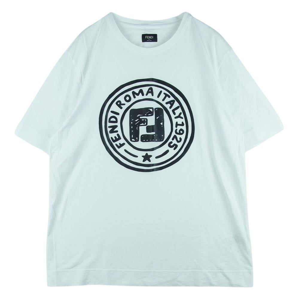 FENDI フェンディ FY0936 ACNI ACNI FENDI JOSHUA VIDES OVER T-SHIRT ズッカ イラスト プリント 半袖 Tシャツ ホワイト系 M【美品】【中古】