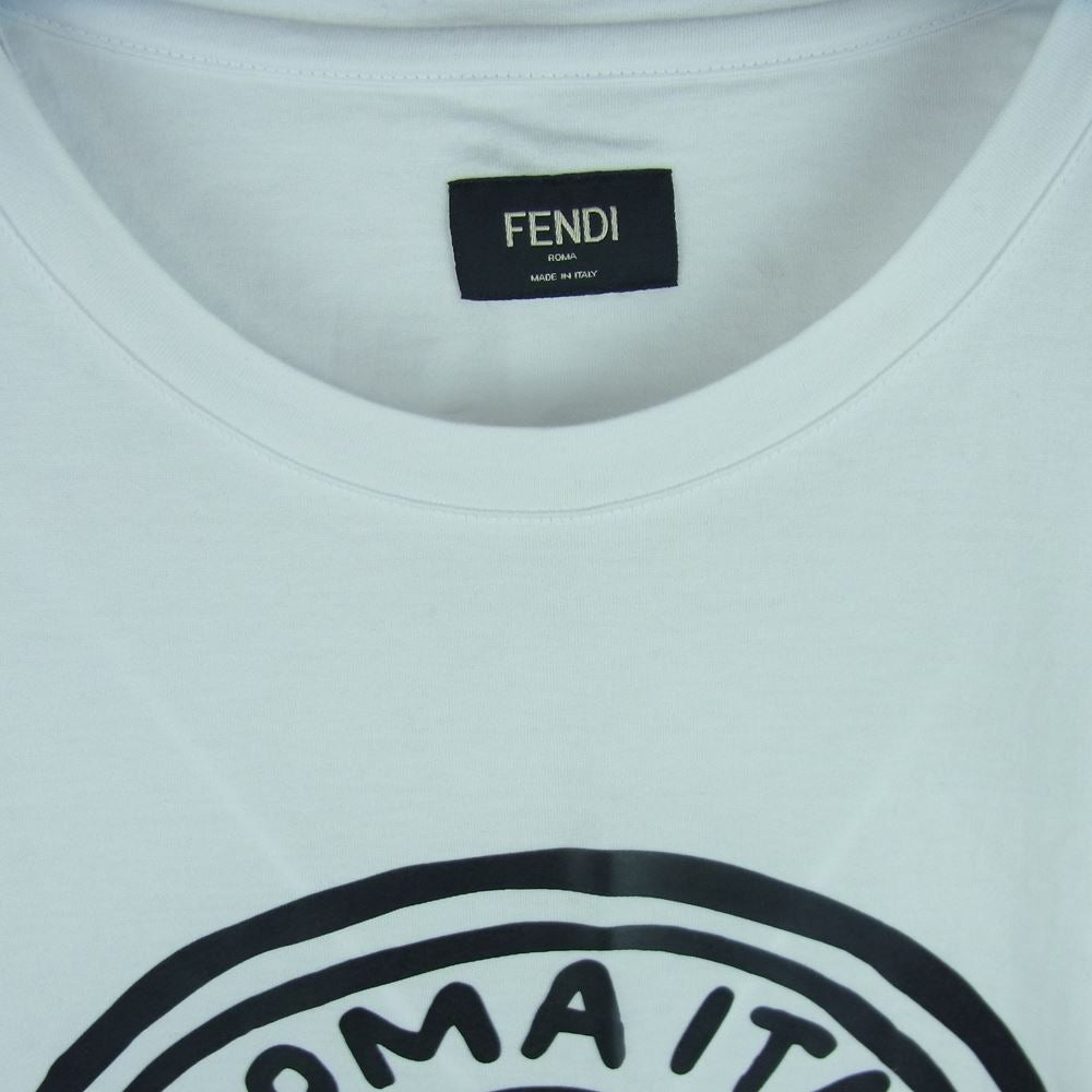 FENDI フェンディ FY0936 ACNI ACNI FENDI JOSHUA VIDES OVER T-SHIRT ズッカ イラスト プリント 半袖 Tシャツ ホワイト系 M【美品】【中古】