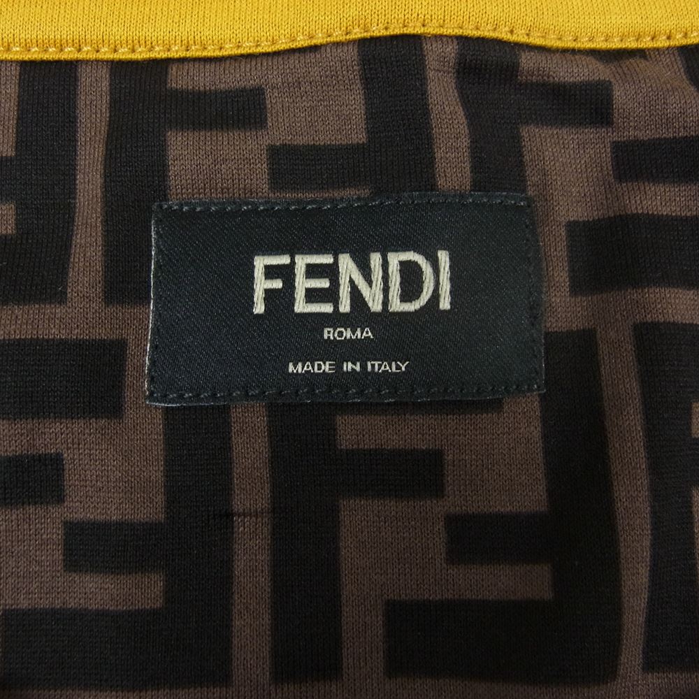 FENDI フェンディ FY0936 A6ZU FF ズッカ 総柄 ストレッチ クルーネック Tシャツ ブラウン系 M【美品】【中古】