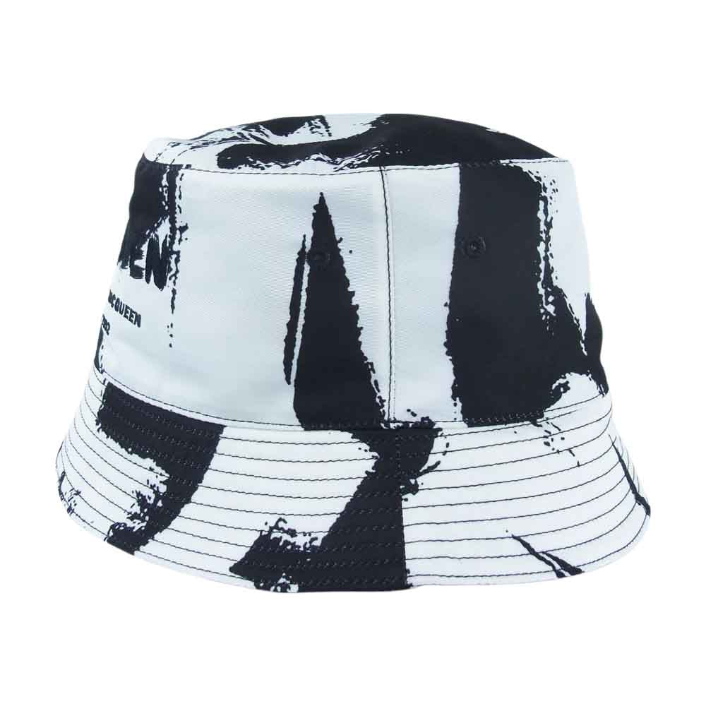 Alexander McQueen アレキサンダーマックイーン 705683 GRAFFITI ALLOVER Hat グラフィティー オールオーバー 総柄 バケット ハット ブラック系 ホワイト系 S 57㎝【美品】【中古】