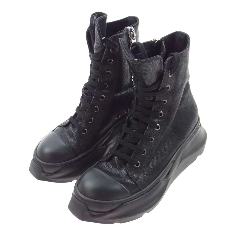 Rick Owens リックオウエンス 30843 DRKSHDW ダークシャドウ フラットフォームソール サイドジップ レースアップ ブーツ ブラック系 37【中古】