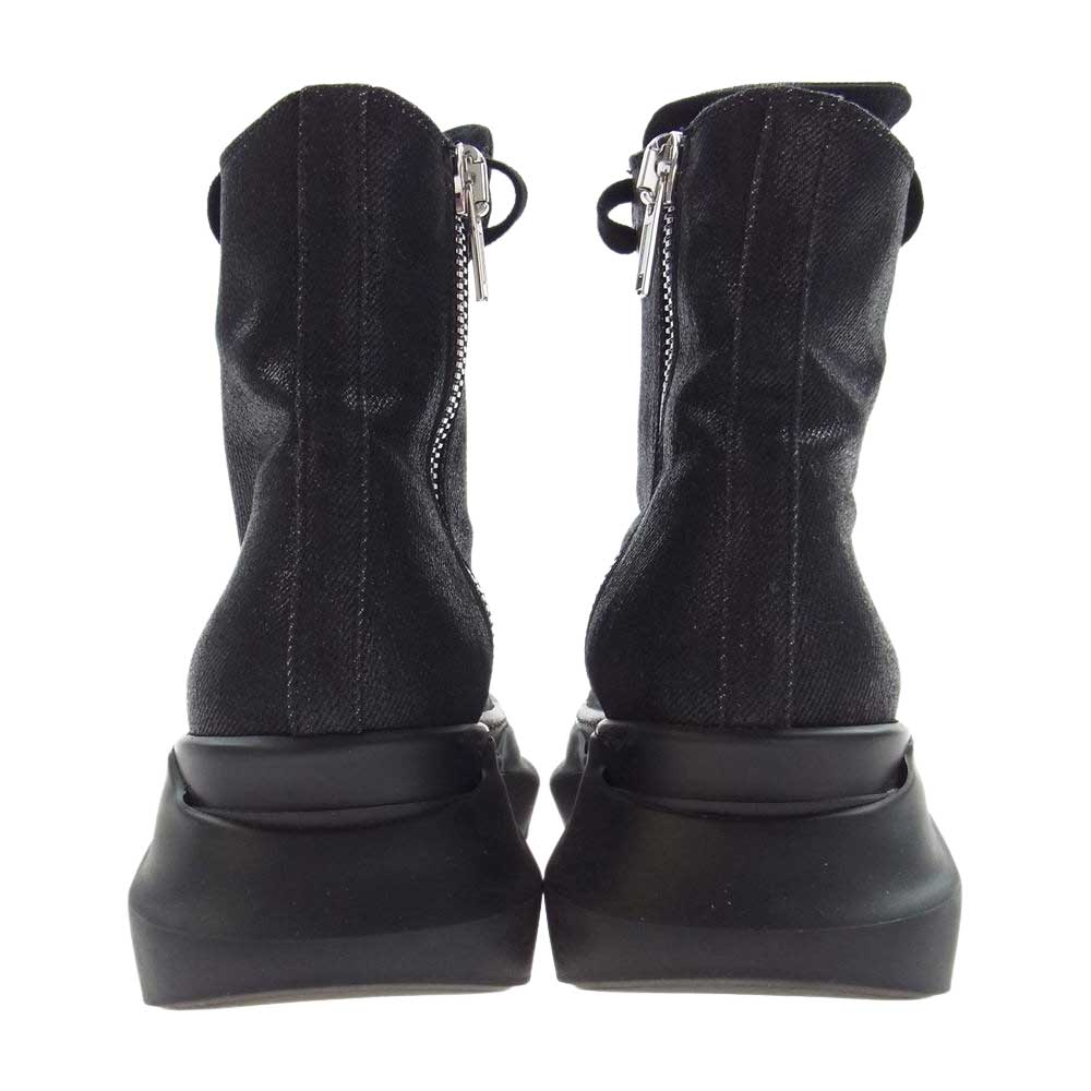 Rick Owens リックオウエンス 30843 DRKSHDW ダークシャドウ フラットフォームソール サイドジップ レースアップ ブーツ ブラック系 37【中古】