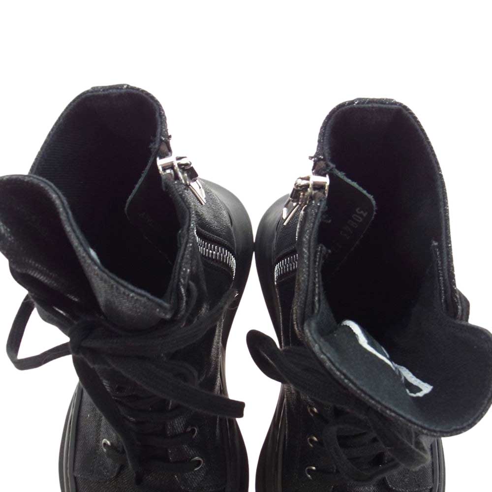 Rick Owens リックオウエンス 30843 DRKSHDW ダークシャドウ フラットフォームソール サイドジップ レースアップ ブーツ ブラック系 37【中古】