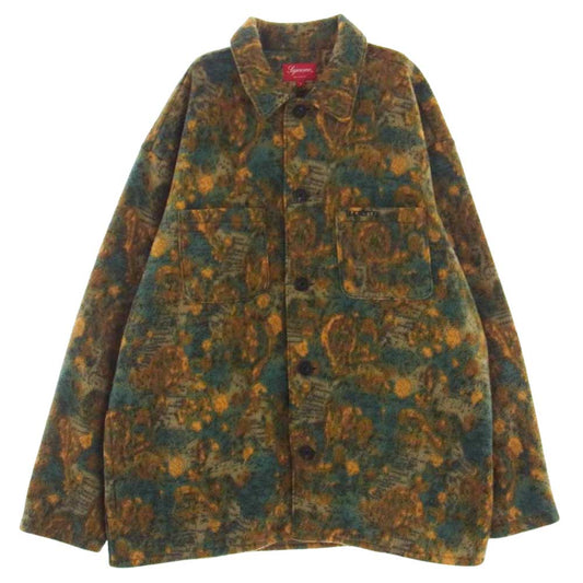 Supreme シュプリーム 21AW Paisley Fleece Shirt ペイズリー フリース シャツ グリーン系 オレンジ系 L【中古】