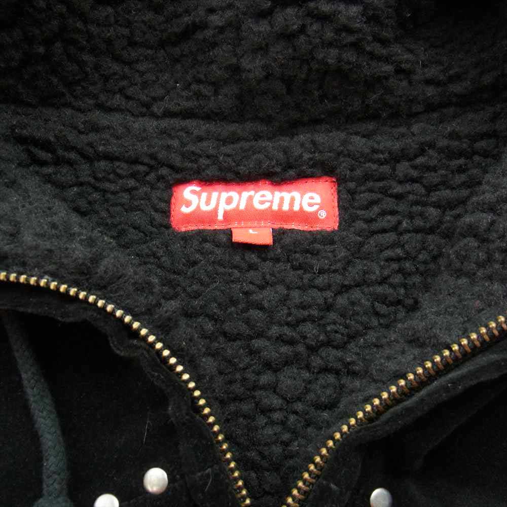 Supreme シュプリーム 21AW Studded Velvet Hooded Work Jacket スタッズ ベルベット ボア ジャケット ブラック系 L【美品】【中古】