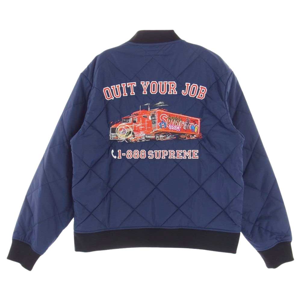 Supreme シュプリーム 21AW Quit Your Job Quilted Work Jacket キルティング ワーク ジャケット ネイビー系 L【美品】【中古】