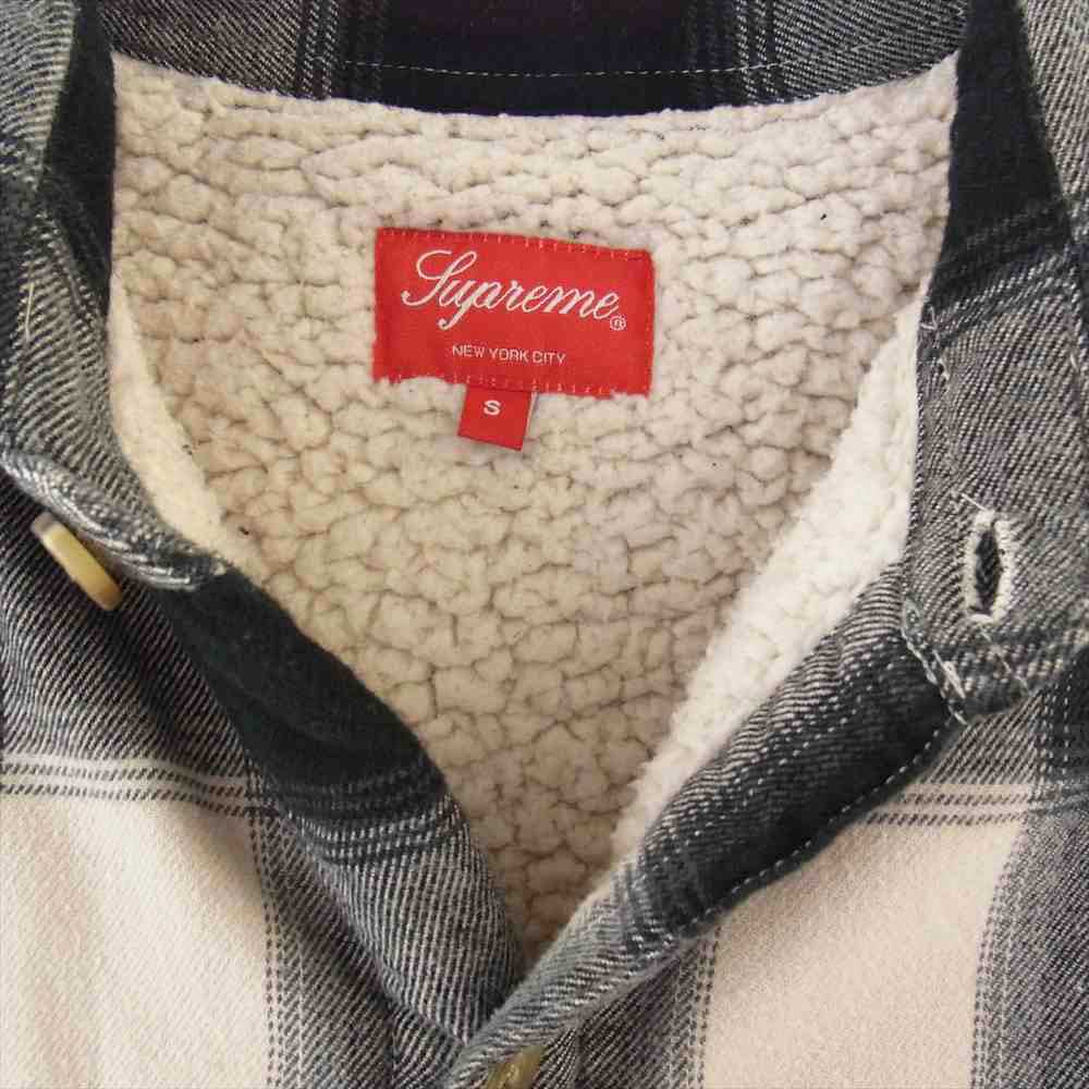 Supreme シュプリーム 17AW  Buffalo Plaid Sherpa Chore Shirt 長袖 シャツ グレー系 S【中古】