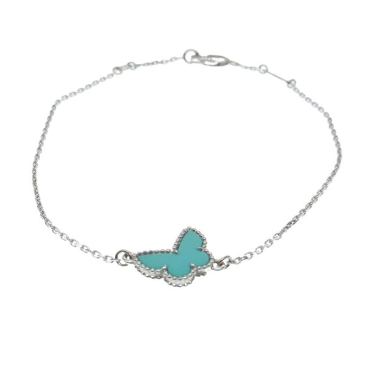 Van Cleef & Arpels ヴァンクリーフ＆アーペル  【新品仕上げ済】K18WG ターコイズ スウィートアルハンブラ パピヨン ブレスレット【極上美品】【中古】