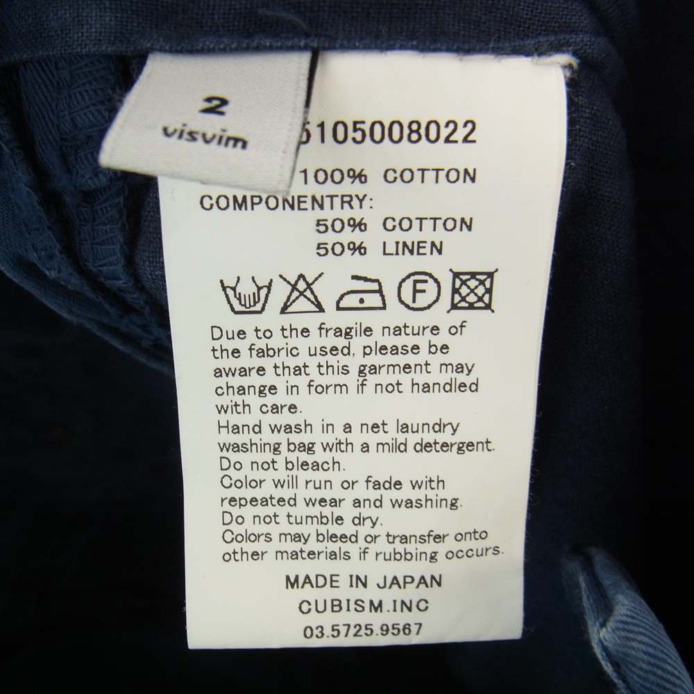 VISVIM ビズビム 15SS 0115105008022 HIGH-WATER PLEATED PANTS DAMAGED ハイウォーター パンツ ブルー系 2【中古】