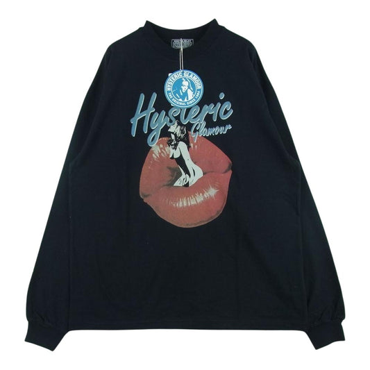 HYSTERIC GLAMOUR ヒステリックグラマー 02223CL21 LIPS TEAR プリント 長袖 Tシャツ ブラック系 L【新古品】【未使用】【中古】