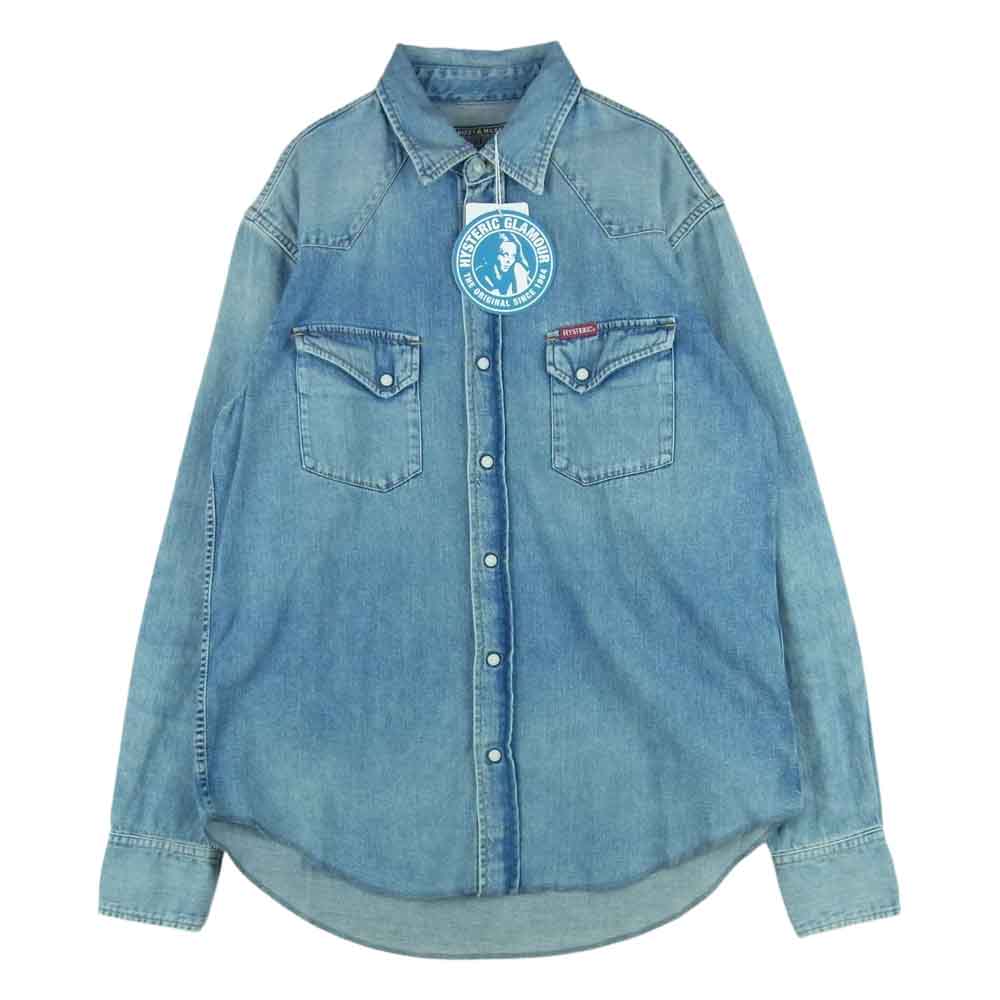 HYSTERIC GLAMOUR ヒステリックグラマー 22AW 02223AH05 SUNSET STRIP 刺繍 ウエスタン デニム 長袖 シャツ インディゴブルー系 L【新古品】【未使用】【中古】