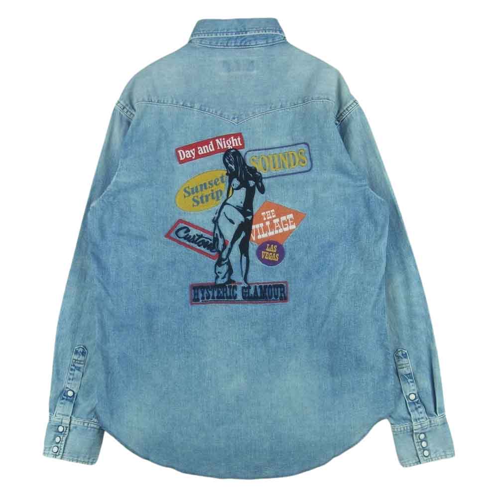 HYSTERIC GLAMOUR ヒステリックグラマー 22AW 02223AH05 SUNSET STRIP 刺繍 ウエスタン デニム 長袖 シャツ インディゴブルー系 L【新古品】【未使用】【中古】