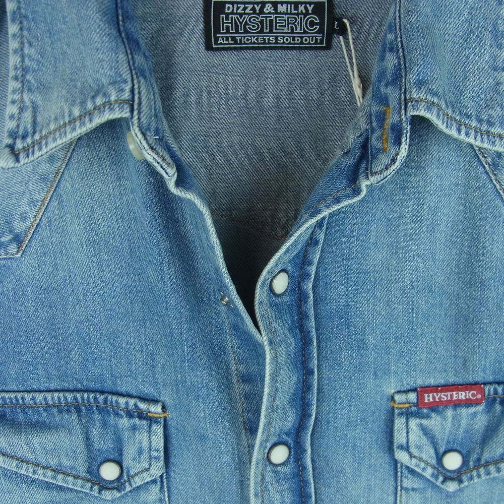 HYSTERIC GLAMOUR ヒステリックグラマー 22AW 02223AH05 SUNSET STRIP 刺繍 ウエスタン デニム 長袖 シャツ インディゴブルー系 L【新古品】【未使用】【中古】