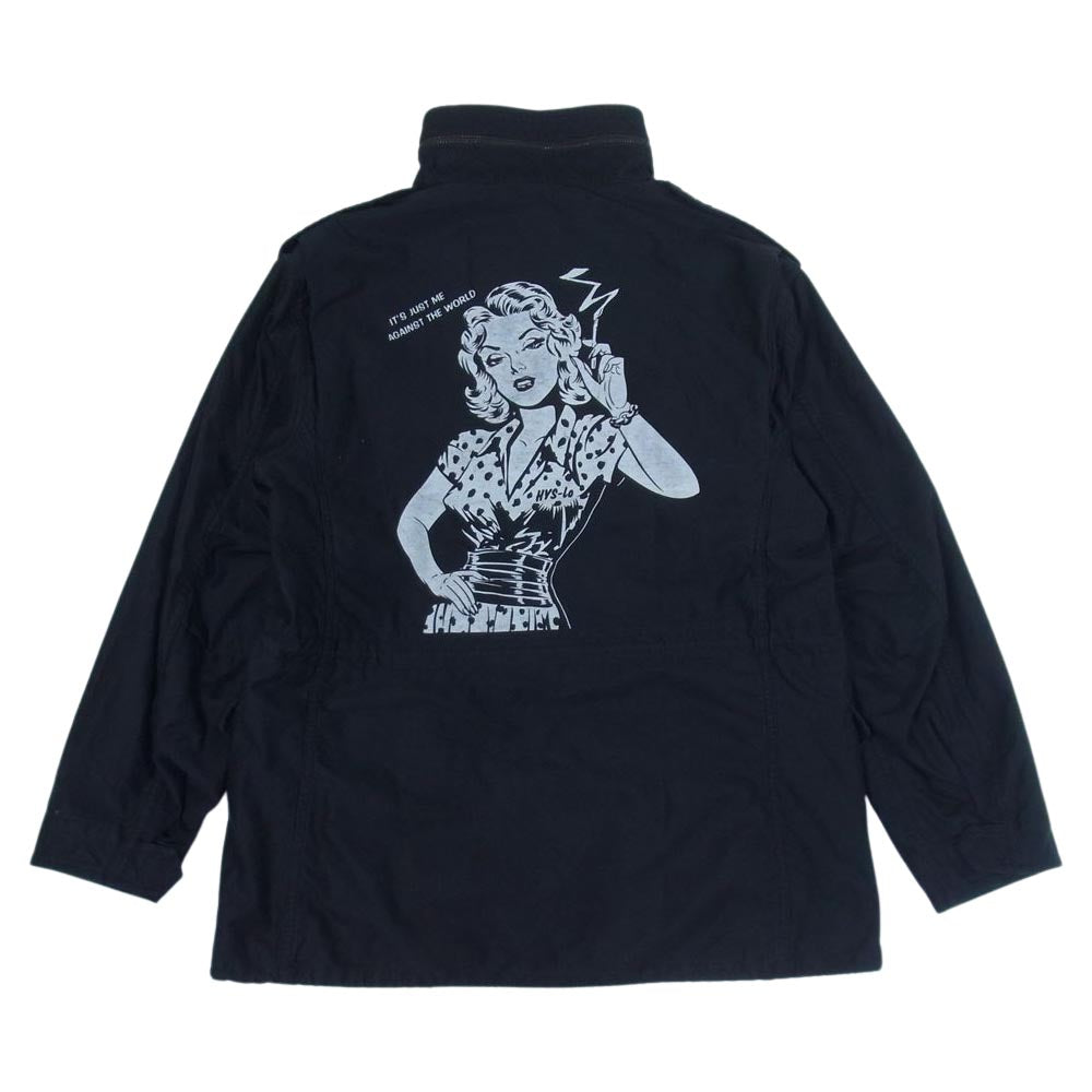 HYSTERIC GLAMOUR ヒステリックグラマー 22AW 02223AB21 野口強 TSUYOSHI NOGUCHI AGAINST THE WORLD M-65 ガール プリント フィールド ミリタリー ジャケット ブラック系 L【極上美品】【中古】