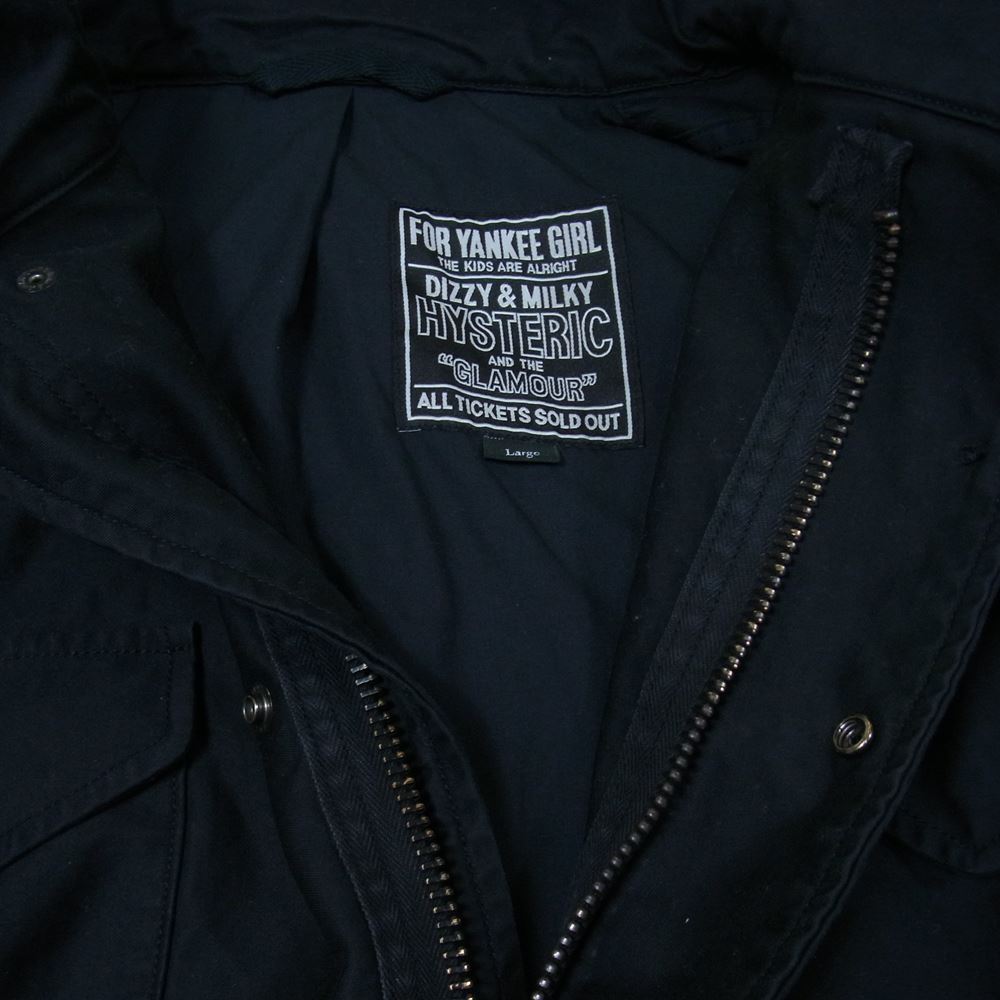 HYSTERIC GLAMOUR ヒステリックグラマー 22AW 02223AB21 野口強 TSUYOSHI NOGUCHI AGAINST THE WORLD M-65 ガール プリント フィールド ミリタリー ジャケット ブラック系 L【極上美品】【中古】